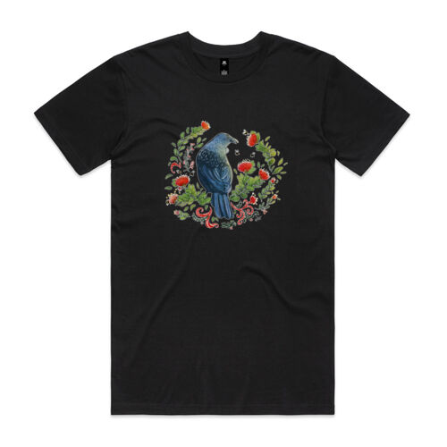 Christmas Party - Tui & Pohutukawa Tree tee NZ native birds - AS Colour Mens Staple T shirt - AS Col Thumbnail