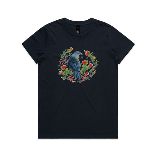 Christmas Party - Tui & Pohutukawa Tree tee NZ native birds - AS Colour Womens Maple Tee Thumbnail