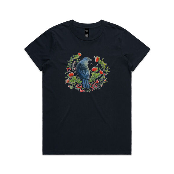 Christmas Party - Tui & Pohutukawa Tree tee NZ native birds - AS Colour Womens Maple Tee Thumbnail