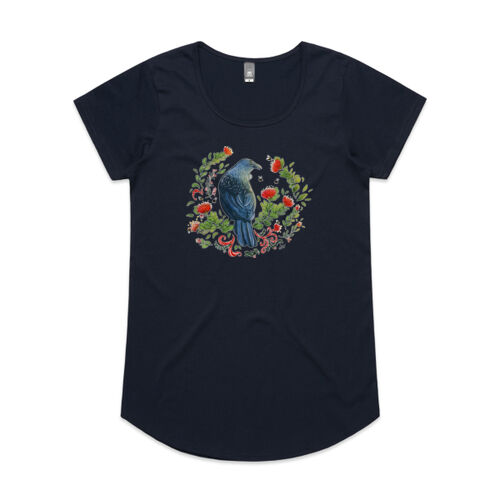 Christmas Party - Tui & Pohutukawa Tree tee NZ native birds - AS Colour Womens Mali Tee Thumbnail