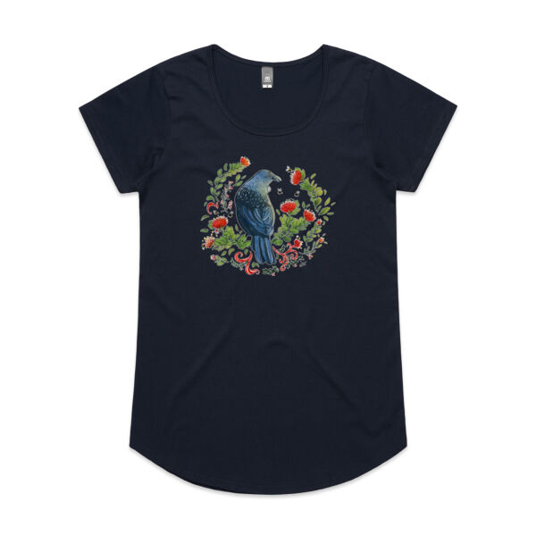 Christmas Party - Tui & Pohutukawa Tree tee NZ native birds - AS Colour Womens Mali Tee Thumbnail