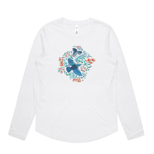 Maxi Flora Folk & New Zealand Native birds - AS Colour Womens Maple Curve Longsleeve Tee Thumbnail