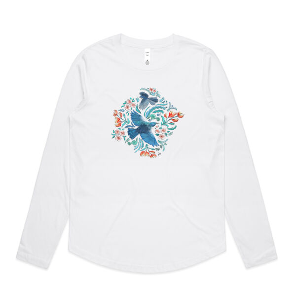 Maxi Flora Folk & New Zealand Native birds - AS Colour Womens Maple Curve Longsleeve Tee Thumbnail